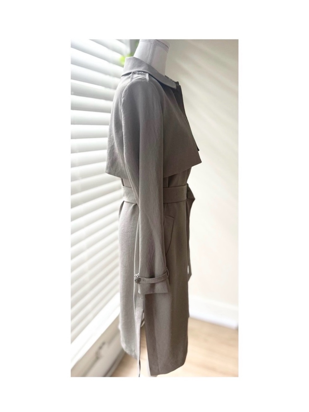 Aritzia Taupe-Grey Trench Coat with Waist Belt - Picture 4 of 5